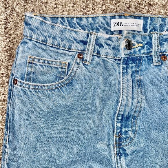 ZARA Women's Mid Rise Light Denim Blue Relaxed Jeans Size 4 - Picture 11 of 12